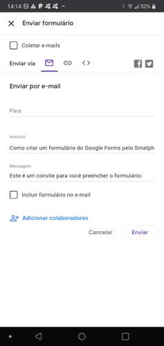 Você ainda pode selecionar a opção para coletar os e-mails de quem responde o formulário. (Fonte: Google Forms/Reprodução)
