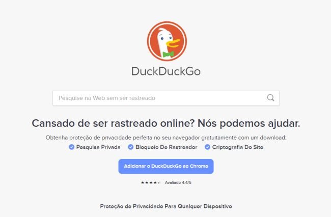 O DuckDuckGo é conhecido por priorizar a privacidade.