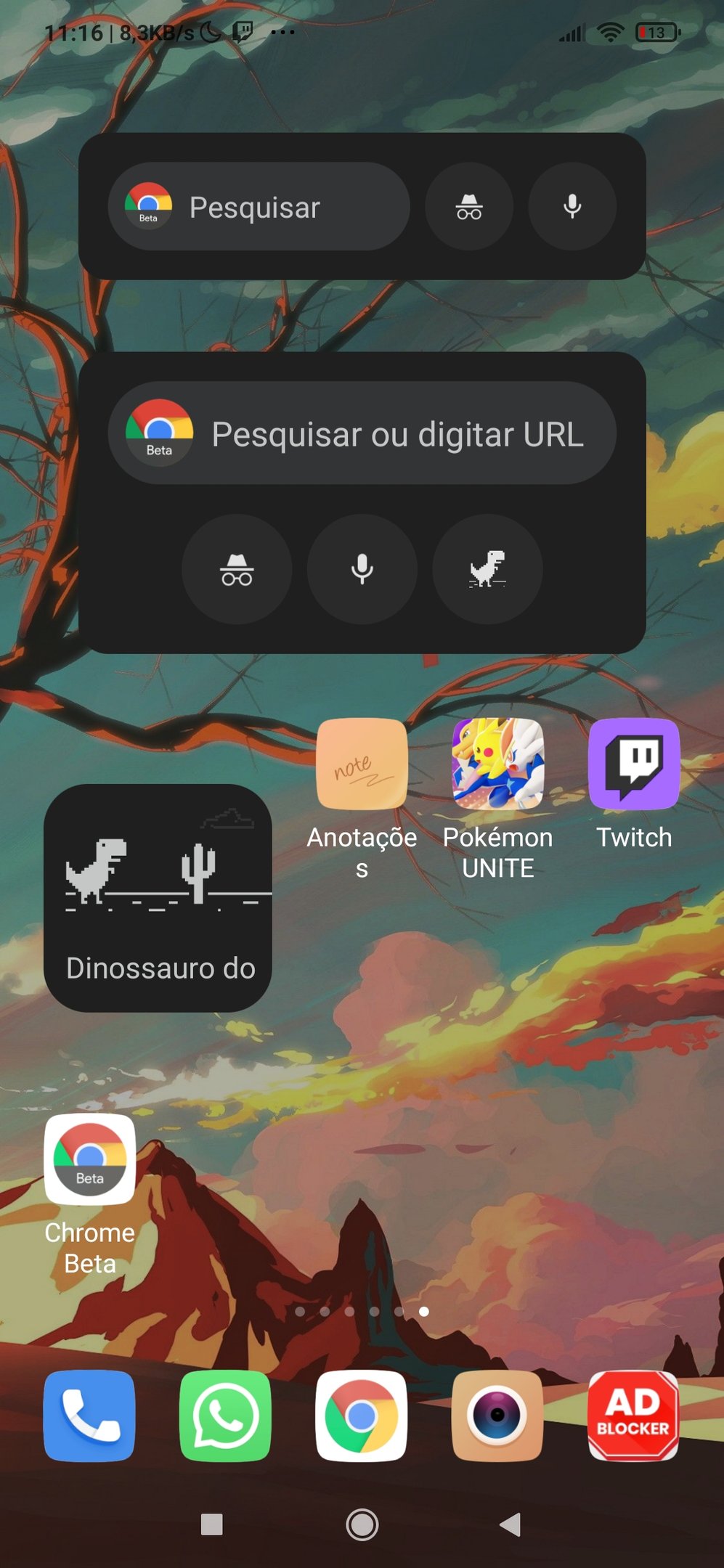 Novos widgets com ícones de aplicativos para comparação
