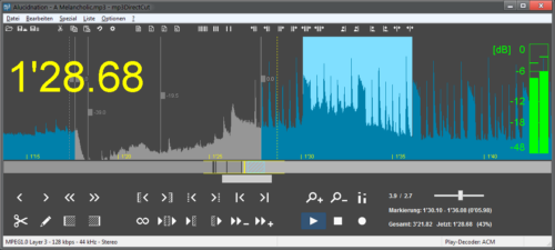 Apesar de simples, o mp3DirectCut apresenta funções interessantes. Ele roda em máquinas com Windows ou Linux. (mp3DirectCut/Reprodução)