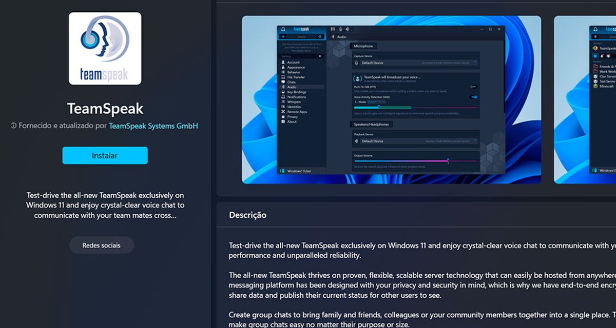 TeamSpeak 5.0 está disponível na loja do Windows 11 com novidades