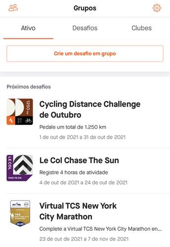 Os Grupos servem para reunir amigos que praticam atividades com você e também para desbloquear objetivos coletivos