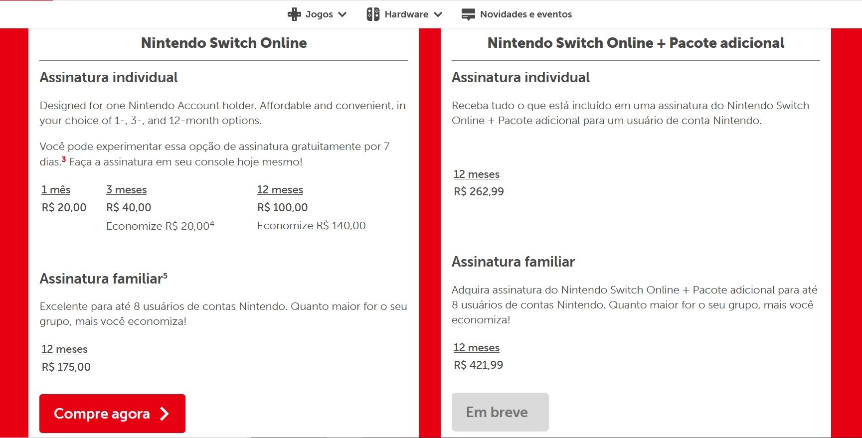 Nintendo Switch Online: expansão com jogos de N64 e Mega Drive custará R$  262,99 / ano