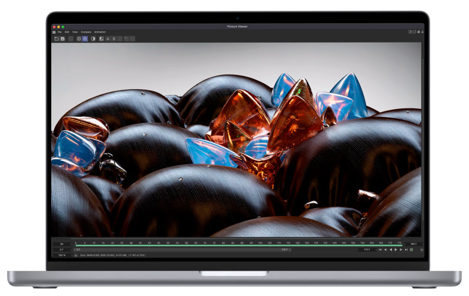 Exemplo de interface em tela cheia no novo MacBook Pro