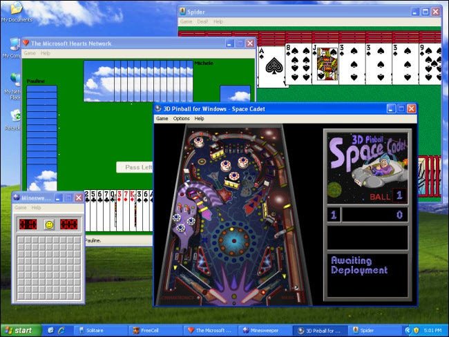 Suíte de jogos do Windows XP. (Fonte: Microsoft, How To Geek / Reprodução)