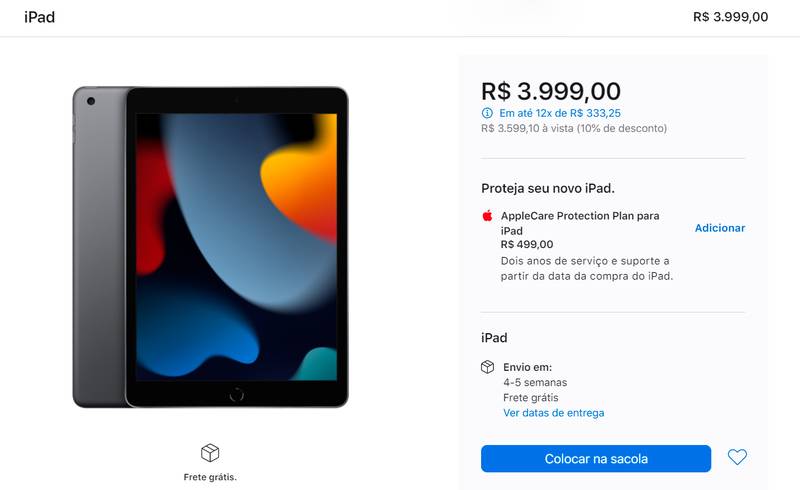 iPad 9 — configuração básica (Fonte: Apple/Reprodução)