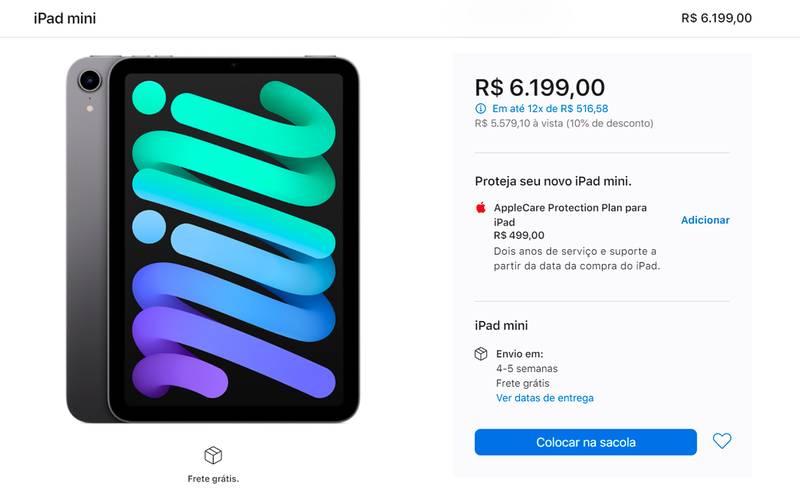iPad Mini 6 — configuração básica (Fonte: Apple/Reprodução)