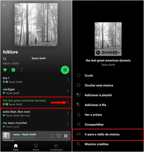 Utilize a função 'Rádio' para conhecer novos artistas.