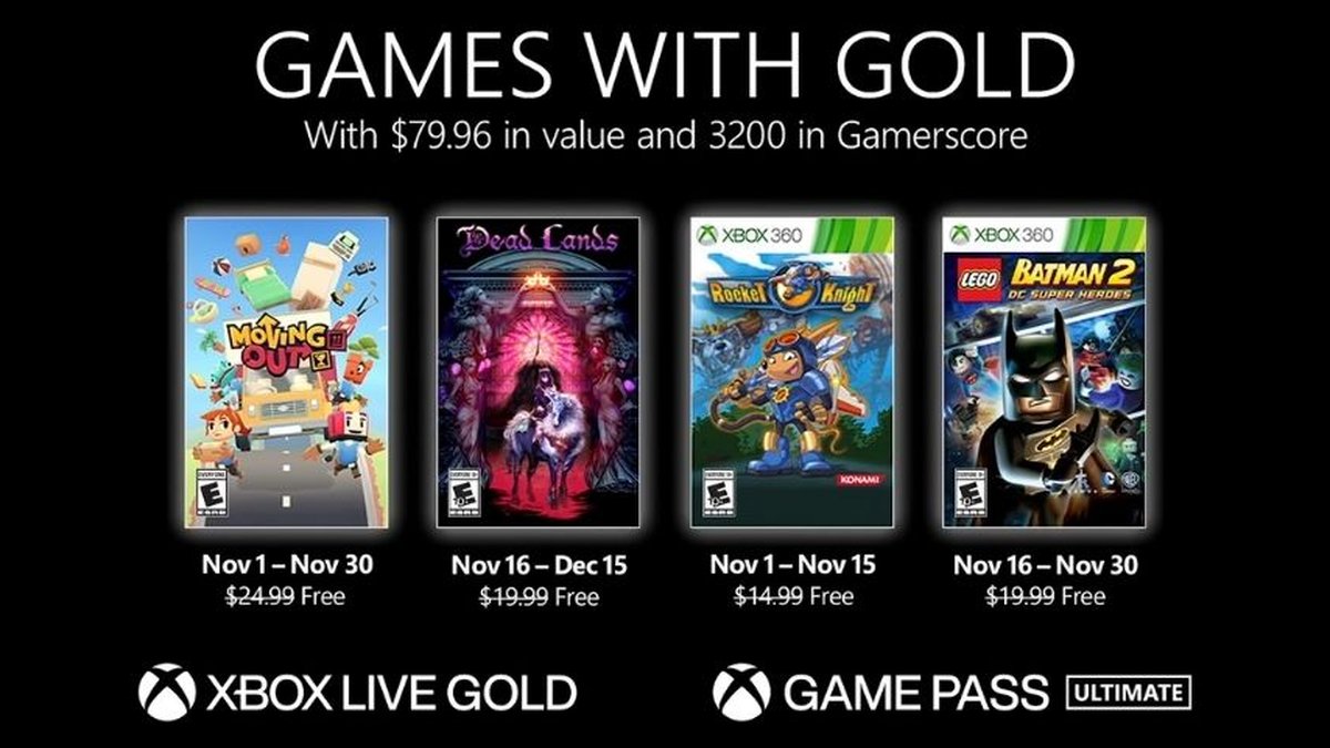 Xbox revela jogos gratuitos de dezembro da Live Gold