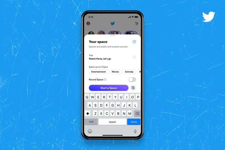 Opção para gravar a sessão no Spaces (Fonte: The Verge/Reprodução)