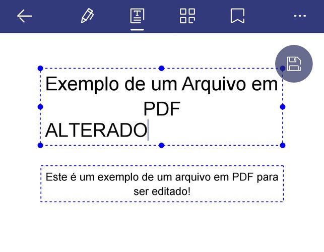 O próprio app sinaliza o texto em parte para que você possa editar