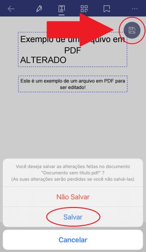 Primeiro é preciso apertar no botão com o símbolo de um disquete antes de salvar o arquivo com todas as alterações