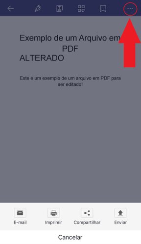 É possível compartilhar o arquivo de diversas formas, ou fazer a impressão diretamente do seu aparelho