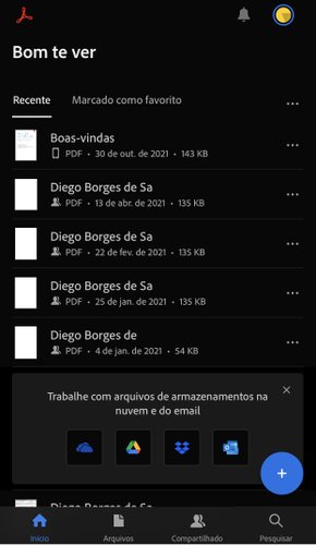 Dentro do Acrobat Reader, selecione o arquivo no seu celular para inserir a assinatura digital