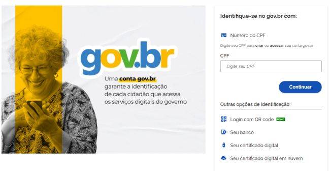 Página de login para consultar o cartão do Enem.