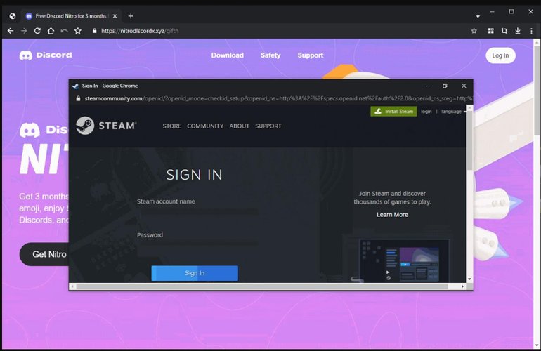 Invasores criaram até falsos formulários de login na Steam.