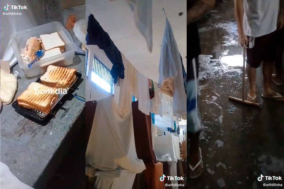 Imagens de vídeos compartilhados pelo detento (Fonte: TikTok/Reprodução)