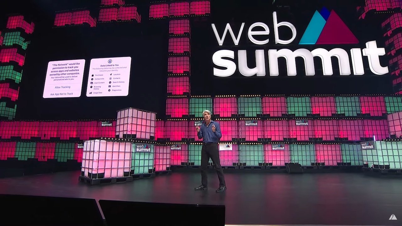 Craig Federighi, representante da Apple no Web Summit. (Fonte: Apple Insider, Web Summit / Reprodução)