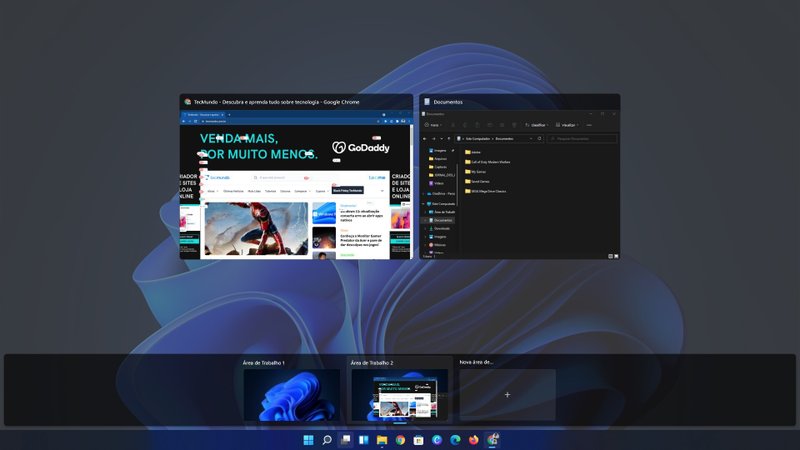 Além de permitir criar múltiplas Áreas de Trabalho, o novo sistema operacional permite que você personalize cada uma delas