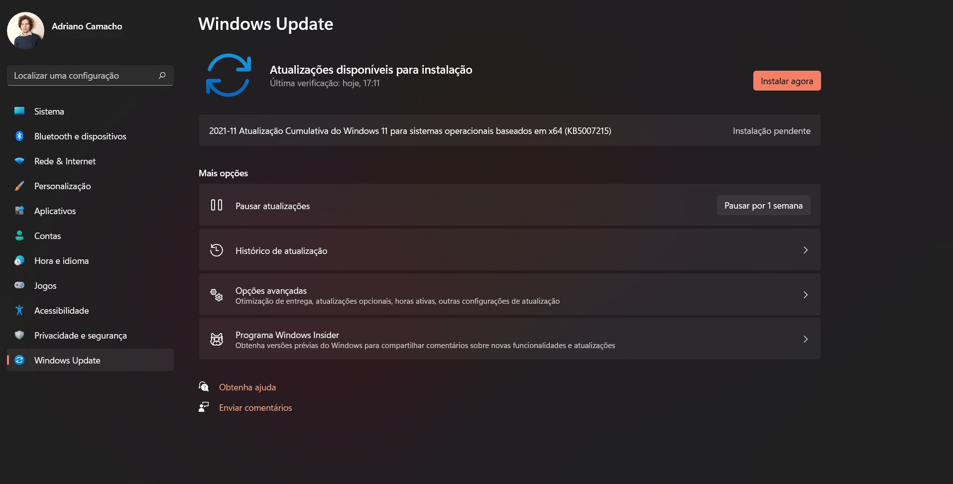 Tela da nova atualização do Windows 11, já disponível no Windows 11. (Fonte: TecMundo, Adriano Camacho)