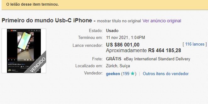 O leilão do iPhone USB-C foi bastante disputado.