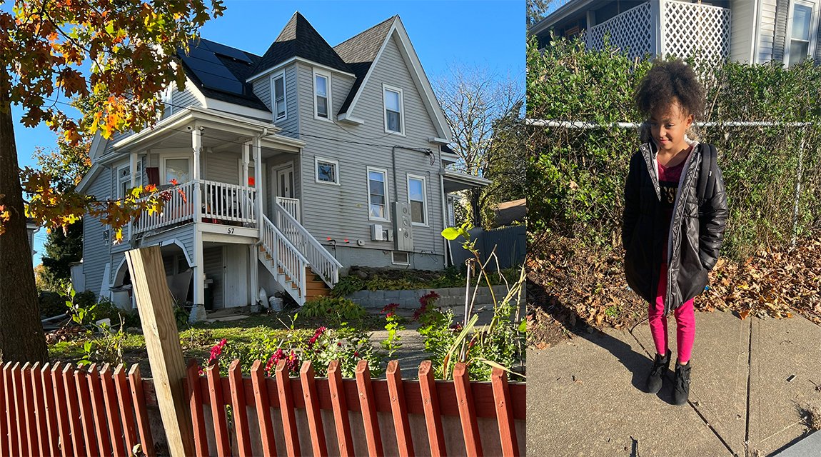 Casa onde a família mora (esquerda) e Jayline, 9 anos (direita) (Fonte: Scott McDonnell/Twitter/Reprodução)