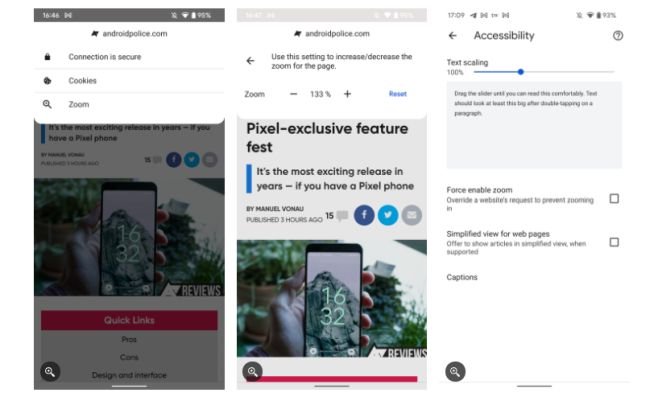 O zoom também pode ser modificado nas configurações do app.