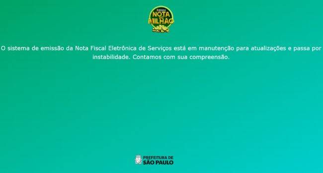 A mensagem de instabilidade da plataforma ainda está em exibição na página.