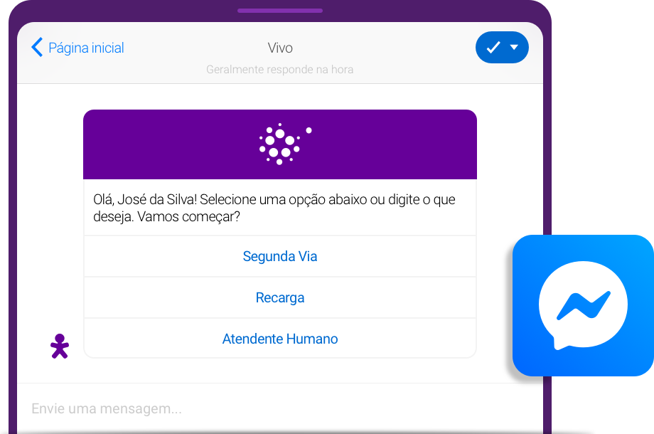 Os serviços da Vivo também estão acessíveis por meio do Messenger. (Fonte: Vivo/Reprodução)