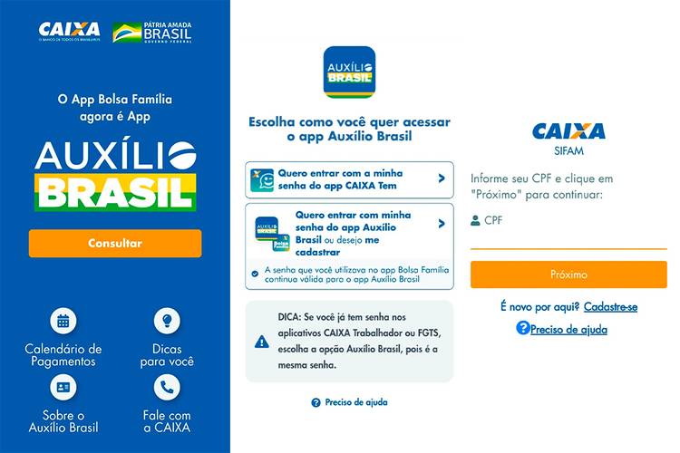 Aplicativo Auxílio Brasil (Fonte: Caixa Econômica Federal/Reprodução)