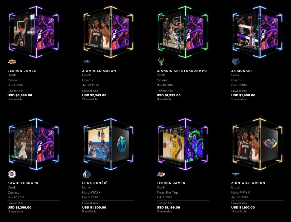 Coleção de NFTs da NBA oferece vídeos das melhores jogadas em um formato de cartas colecionáveis. (Fonte: itsBlockchain / Reprodução)