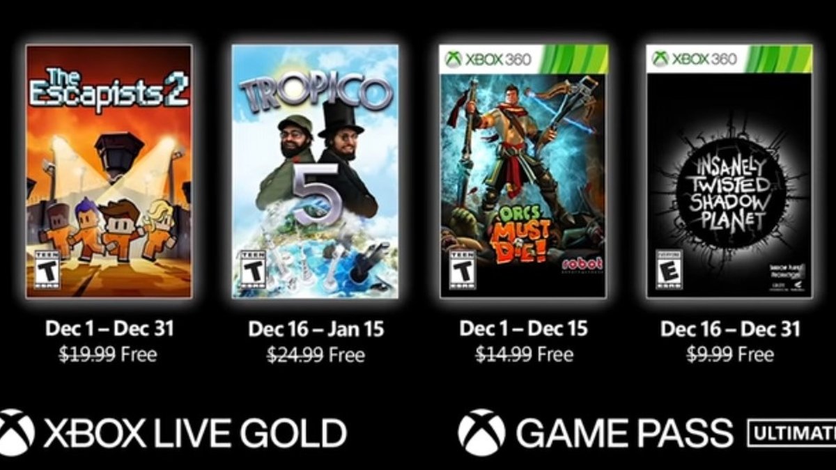 Xbox revela jogos gratuitos de dezembro da Live Gold