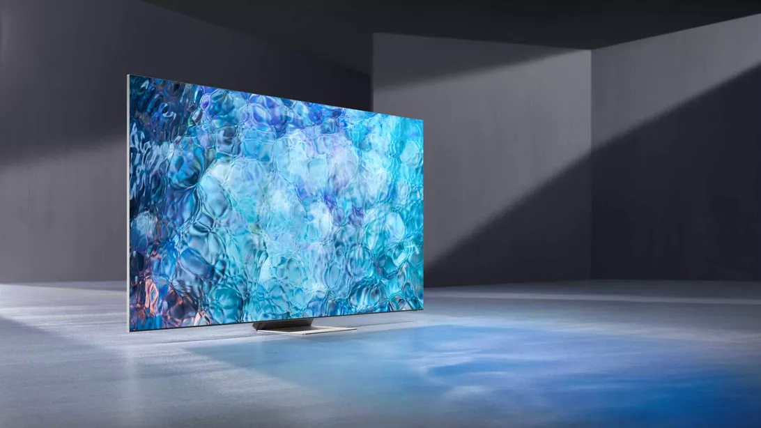 Suposto visual de uma TV QD-OLED da Samsung. (Fonte: CNET, Samsung / Reprodução)