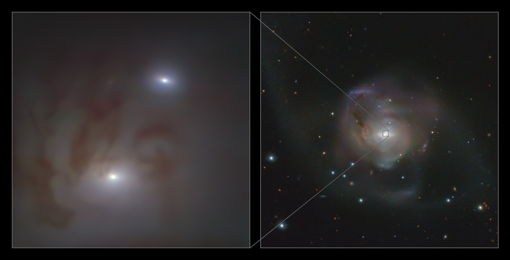 Os buracos negros descobertos na galáxia NGC 7727 (Fonte: European Southern Observatory)