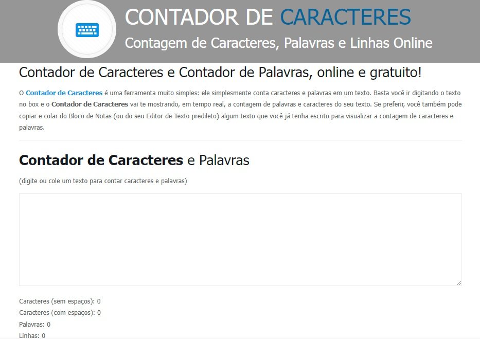 Contador de caracteres veja os principais sites com esse servi o