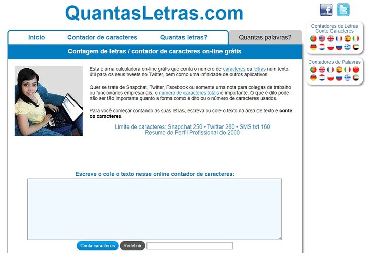 O QuantasLetras.com traz uma variedade enorme de linguagens