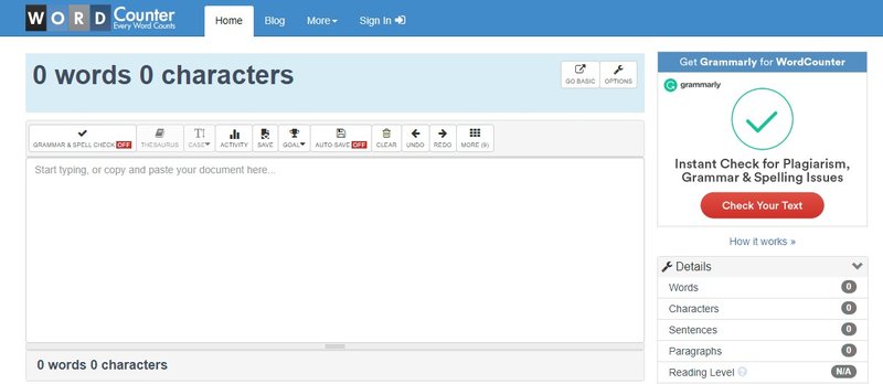 Apesar de estar todo em inglês, o Word Counter.net traz uma série de recursos para seus textos