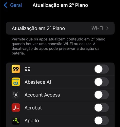 Remova também as atualizações em segundo plano dos apps instalados