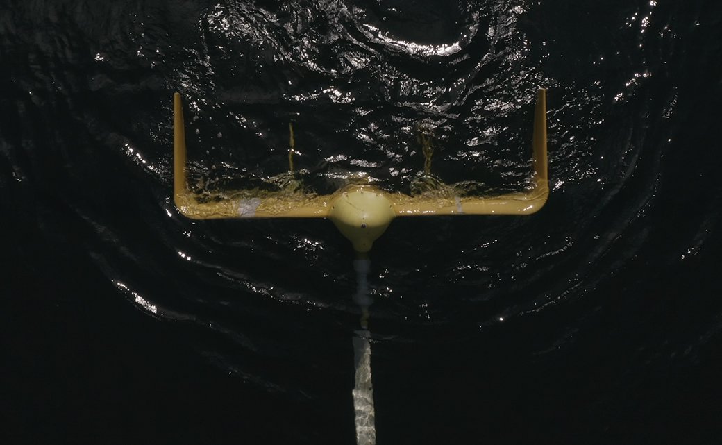 Modelo em teste das turbinas subaquáticas (Fonte: Minesto)