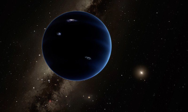 Concepção artística do Planeta X, com Sol ao fundo como ponto mais brilhante.