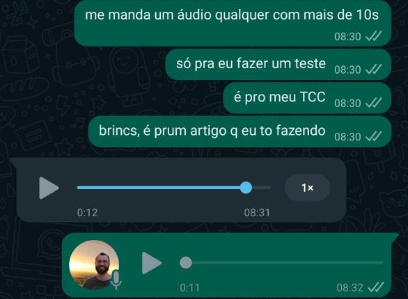 Formato antigo da bolha de áudio do WhatsApp