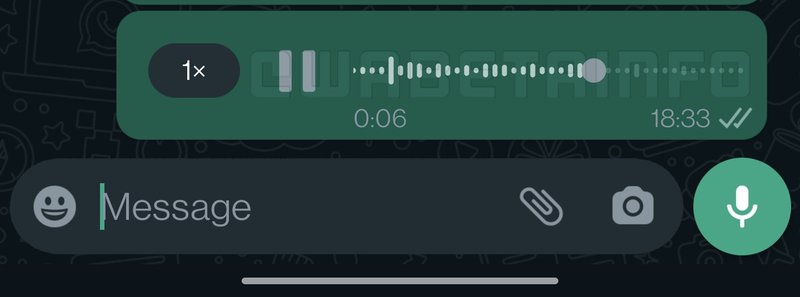 Nova bolha de áudio do WhatsApp com visualização do formato de onda