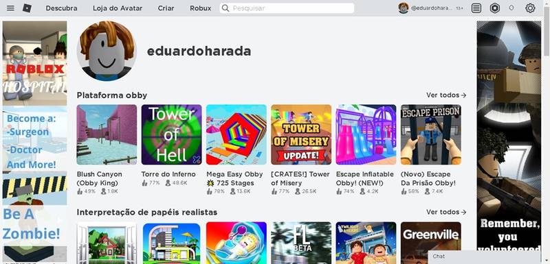 A página inicial da sua conta vai exibir todas as novidades do título, mas o nosso destino é a “Loja do Avatar”. (Fonte: RobloxSite/Reprodução)