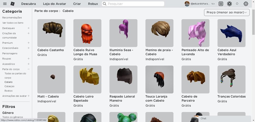 cabelo de graça no roblox girl