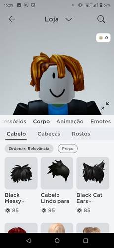 Em vez de um menu lateral na barra esquerda, no celular você precisa deslizar as opções para o lado para encontrar o que deseja. (Fonte: RobloxSite/Reprodução)