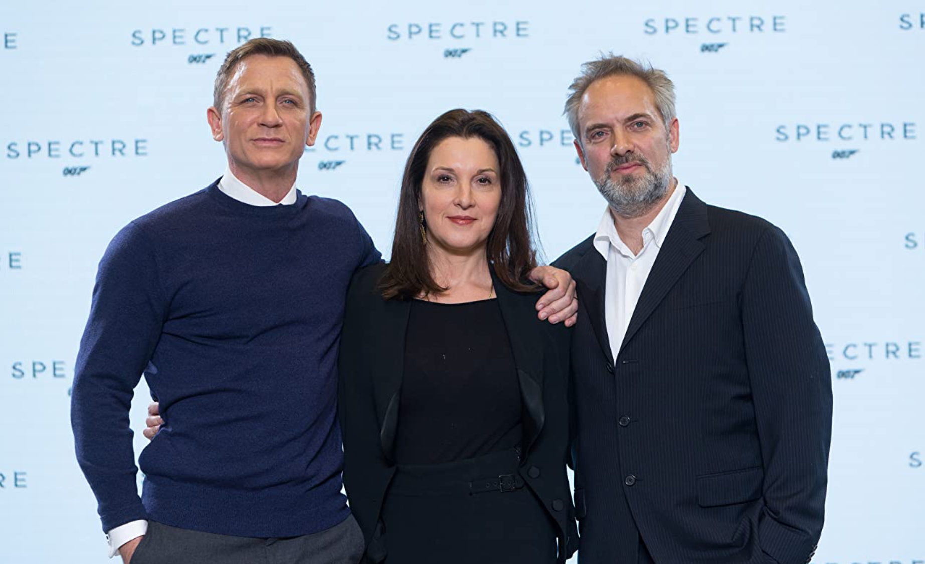 Daniel Craig, Barbara Broccoli e Sam Mendes durante o lançamento de '007 Contra Spectre'.
