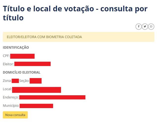 Com os seus dados, você tem acesso a informações sobre o local de votação, como local e endereço