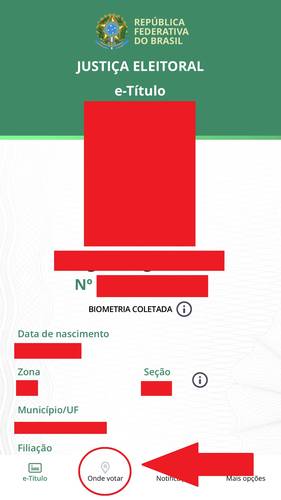 Na parte inferior da tela, na aba Onde votar, você encontrar as informações sobre o local de votação