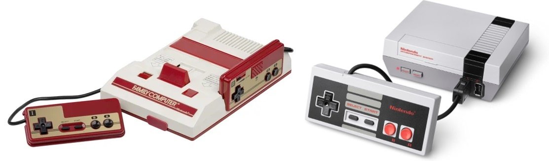 O Famicom e o NES.