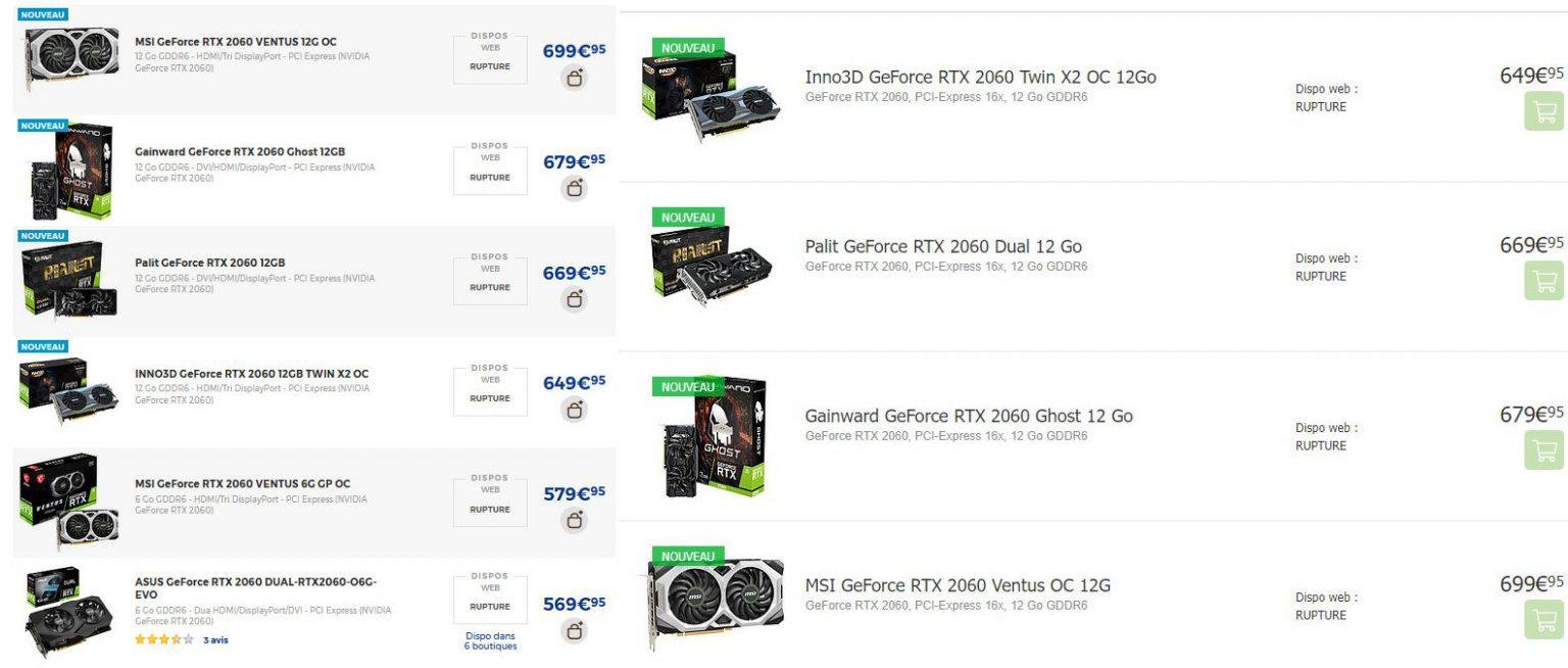 Preço das novas GeForce RTX 2060 12GB no mercado europeu